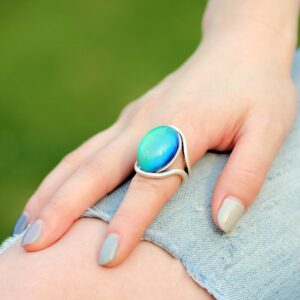 Mood Ring For Women Men, Antique Sterling Silver Plating Ring, Oval Color Changing Ring, Vintage Handmade Statement Rings Birthday Fun Gift