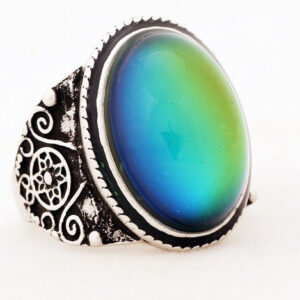 Retro Mood Ring Silver Plating, Handmade Oval Mood Rings Color Changing For / Women / Men / Adults - Birthday Gift, Christmas, Fun Gift