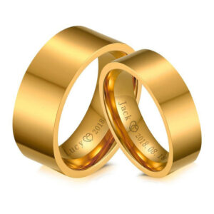 Gold Personalize His and Hers Wedding Ring Engagement Rings for Women and Men