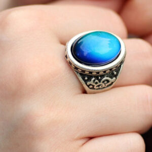 Handmade Mood Ring, Oval Shape Mood Stone Ring, Antique Silver Plated Ring, Color Changing Mood Ring, Size 7 8 9, Wedding Rings of Strength