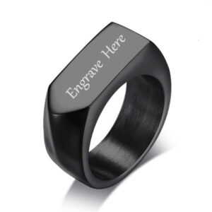 Flat-top Personalized Ring for Men Customized Name Words Jewelry