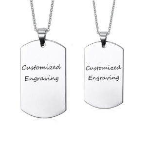 Customized Engraving Dog Tag Necklace Silver ID Couples Friends BBF Jewelry