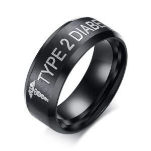 Men Personalized Medical Alert ID Ring Matt Surface Engraved Emergency Jewelry