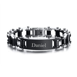 Men's Personalized Punk Bike Chain ID Bracelet Biker Cycle Links