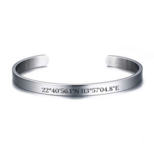 Customized Coordinate Cuff Bangles Bracelets Stainless Steel Rose Gold/Gold/Silver/Black