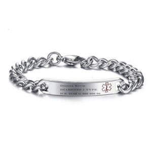 Women Men's Emergency ICE Medical ID Bracelet Can Engrave TYPE 1 DIABETES