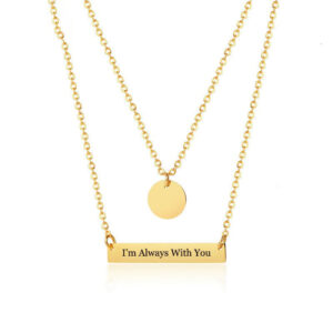 Women's Trendy Layer Gold ID Collar Choker Custom Name Bar Necklace Love Words