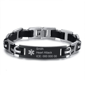 Men Personalized Medical Alert ID Bracelet Link Wrist for Christmas Thanksgiving