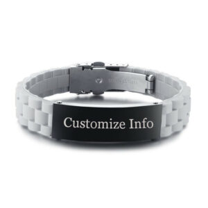 Men's Silicone Sport Bracelets Custom Identification Wristband Bangle Gift