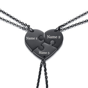 Personalized Heart Name Best Friends Necklaces For 3 Friendship Love Pendants Free Engraving