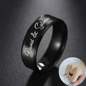 Custom Rings for Men Women Black Classic Wedding Band Casual Personalized Gift