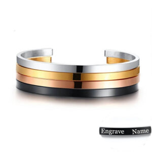 Women Men Personalized Bracelets Promise Love Anniversary Cuff Bangles Gift