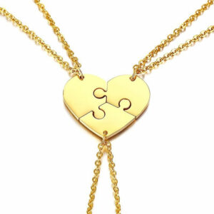 Women Men Personalize BFF Best Friends Necklaces For 2/3/4 Heart Puzzle Pendants