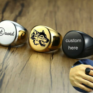 Chunky Personalized Round Top Signet Ring for Men Ring Punk Boy Custom Ring