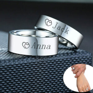 Personalized Love Couple Wedding Rings for Women Men Custom Promise Band