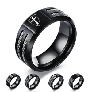 Personalized Ring for Men Ring Can Custom Cross Knights Templar Shield Wild World