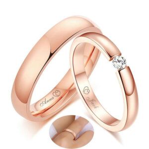 Women Men Custom Wedding Rings His and Her Love Promise Anniversary Rose Gold