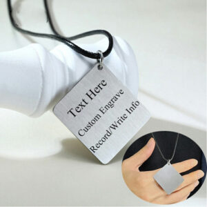 Men's Custom Engrave Square Personalized Pendant Necklaces Jewelry