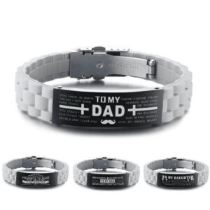 Men's Personalize Love to DAD Silicone Bracelets ID Tag Father's Day Gifts