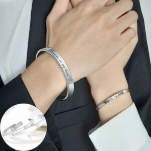 1 Pair Couples Custom Cuff Women Men BBF Bracelets Personalized Anniversary Gift