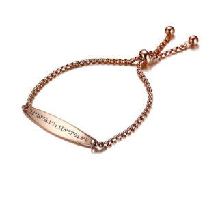 Women's Custom Info ID Tag Coordinate Bracelets Longitude Latitude Bangle Best Gift