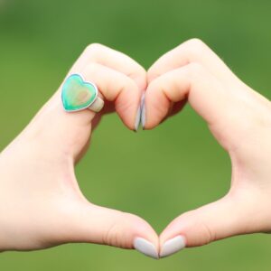 Handmade Mood Ring, Heart Shape Mood Stone Ring, Antique Silver Plated Ring, Color Changing Mood Ring, Size 7 8 9, Mood Reading