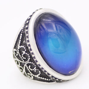 Handmade Mood Ring, Round Shape Mood Stone Ring, Bohemia Antique Silver Plated Ring, Color Changing Mood Ring, Size 7 8 9, Mood Reading