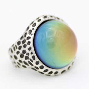 Handmade Mood Ring, Round Shape Mood Stone Ring, Antique Silver Plated Ring, Color Changing Mood Ring Women/Men, Size 7 8 9, Mood Reading
