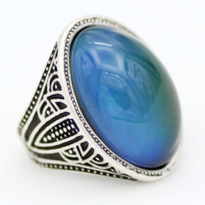 Handmade Mood Ring, Round Shape Mood Stone Ring, Antique Silver Plated Ring, Color Changing Mood Ring, Size 7 8 9,Temperature Control Ring