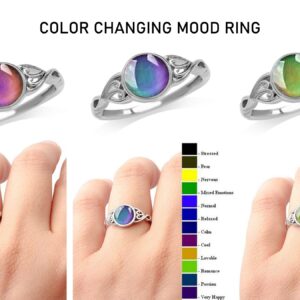 Adult Mood Ring, Silver Plating Ring, Color Changing Mood Ring, Size 5 6 7 8 9 10, Large Band Size Ring, Rainbow Ring, Emotion Mood Reading